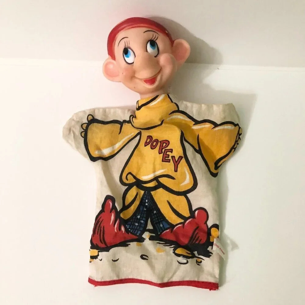 Vintage 1960s Dopey Hand Puppet Walt Disney Gund Toy Rubber Head Hong Kong